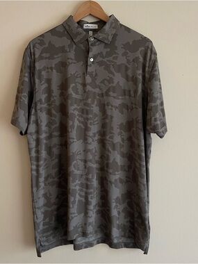 Peter Millar Gray Camo Performance Polo Shirt Breezy Stretch Poly